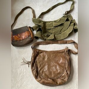 Olive Green Ruffled Suede Shoulder Bag